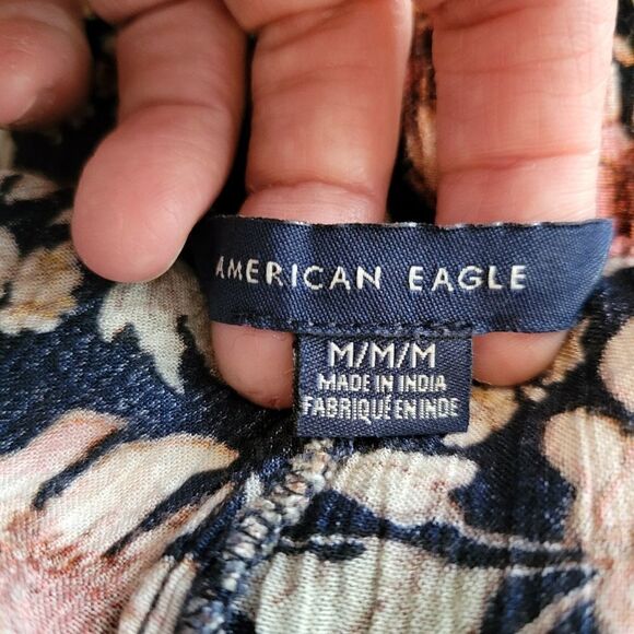 EC AMERICAN EAGLE NAVY BLUE FLORAL PANTS SZ. M - Picture 3 of 6